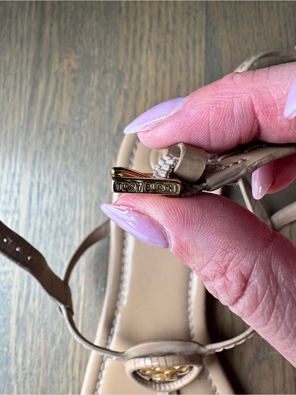 Tory Burch Nude/Tan Miller Logo Thong Sandals - Picture 6 of 8